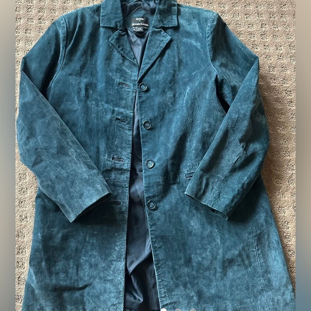 Blue Suede Long Coat